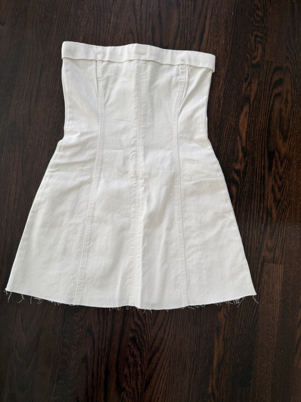 WEWOREWHAT Strapless White Denim Mini Dress